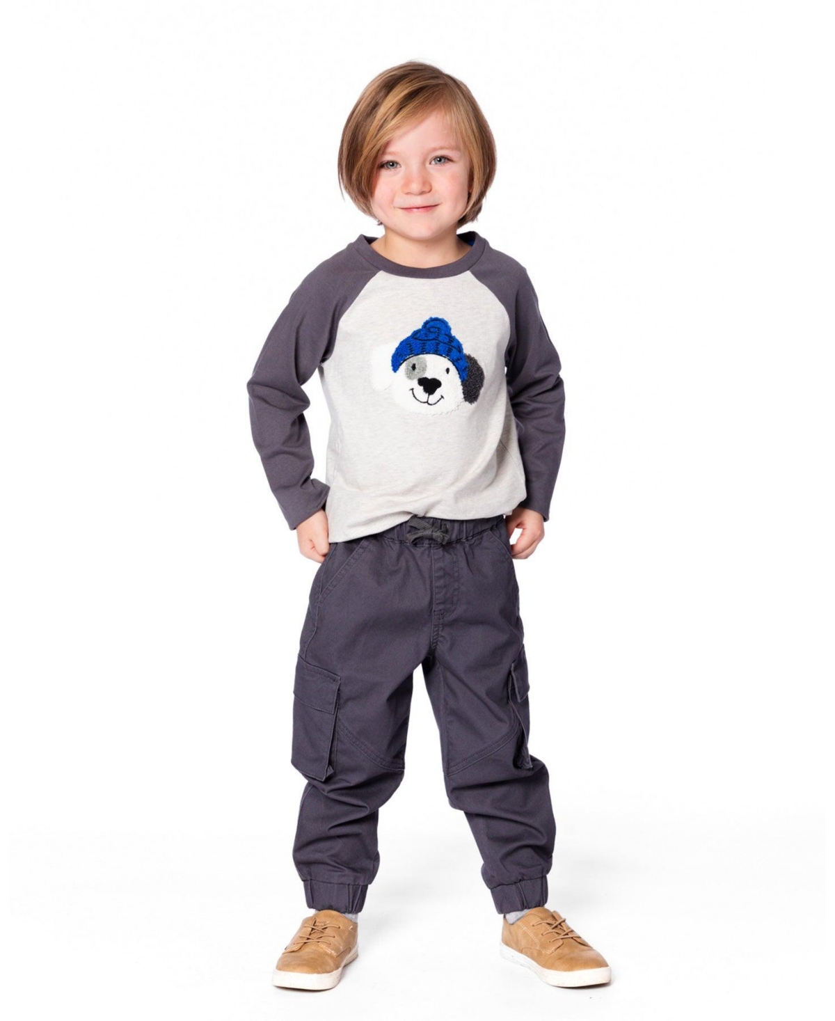 Deux par Boy Raglan Sleeve Cotton Jersey Tee Light Heather Gray