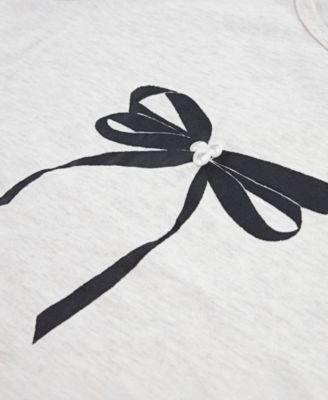 Girls Pearl Bow Ruched T-Shirt