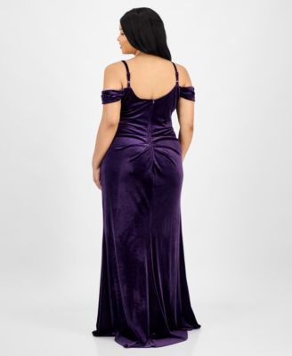 Trendy Plus Size Off the Shoulder Velvet Gown