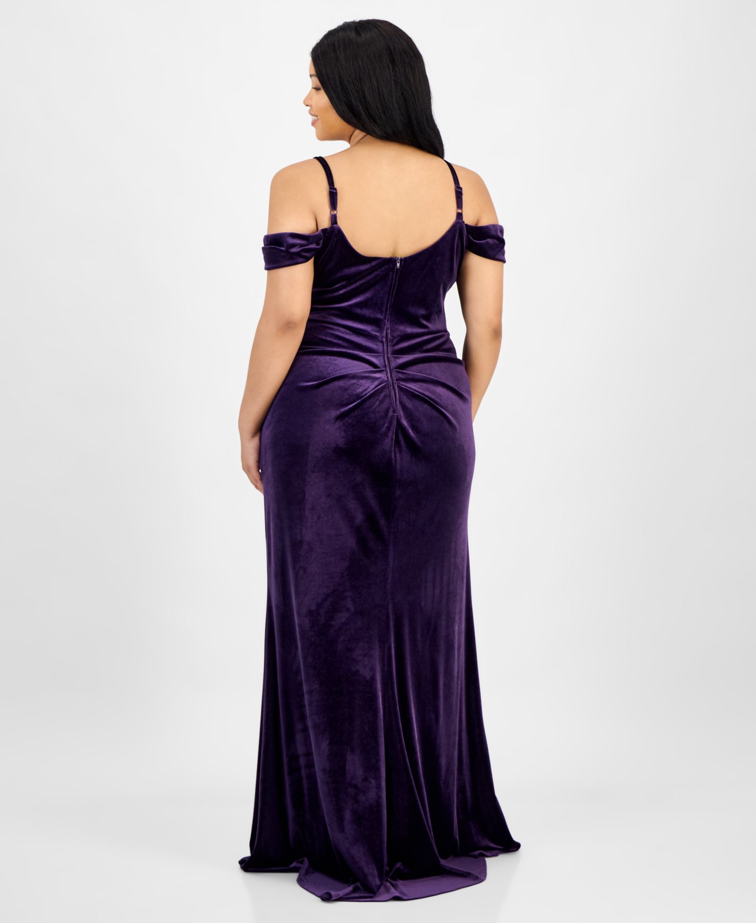 Trendy Plus Size Off the Shoulder Velvet Gown