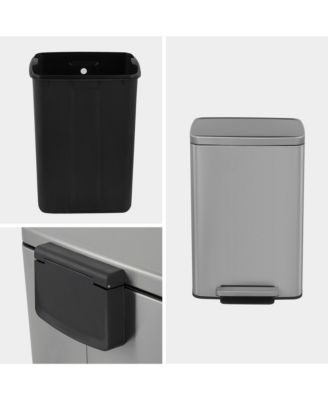 13 Gal./50 Liter Rectangular Stainless-Steel-Made Matt White Step-on Trash Can for Kitchen