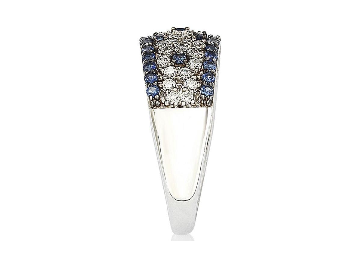 Suzy Levian New York Sterling Silver 2.28CT Sapphire & Created White Sapphire Abstract Ring