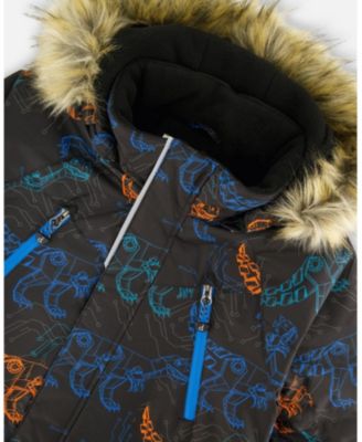 Boy Two-Piece Play Snowsuit with Printed Jacket Blue - Child