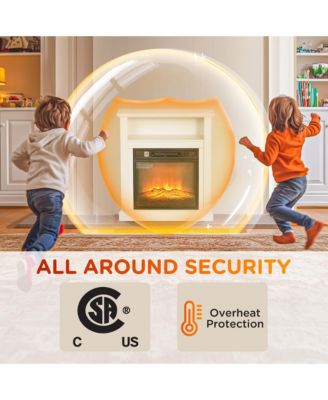 27" Electric Fireplace Heater with Mantel & Remote Control,
