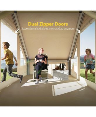 Inflatable Camping Tent with Hand Pump, 4 Season for 4-6 People