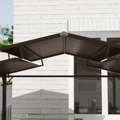 8 x 5ft Hardtop Grill Gazebo with Side Shelves and Cup Holders