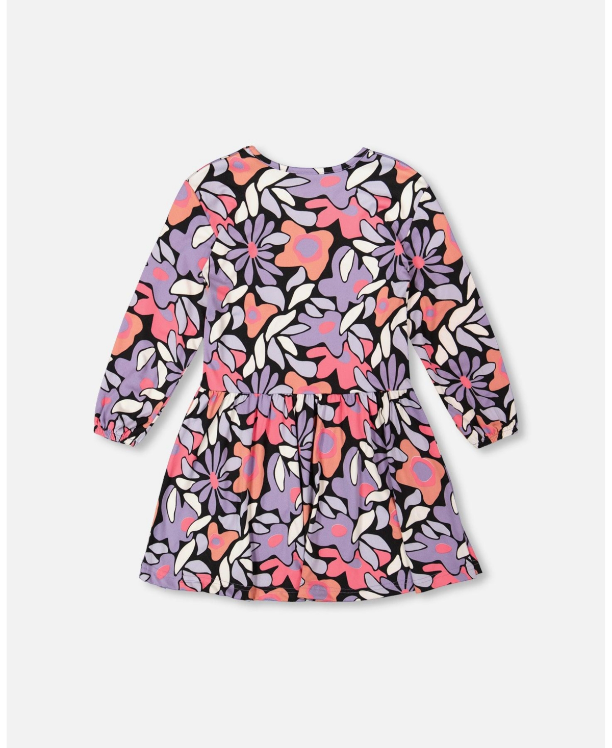 Deux par Girl Jersey Dress Black Retro Flower Print - Toddler|Child