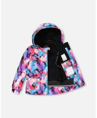 Girl Two-Piece Play Snowsuit Flash Coral with Butterfly Print Jacket - Child