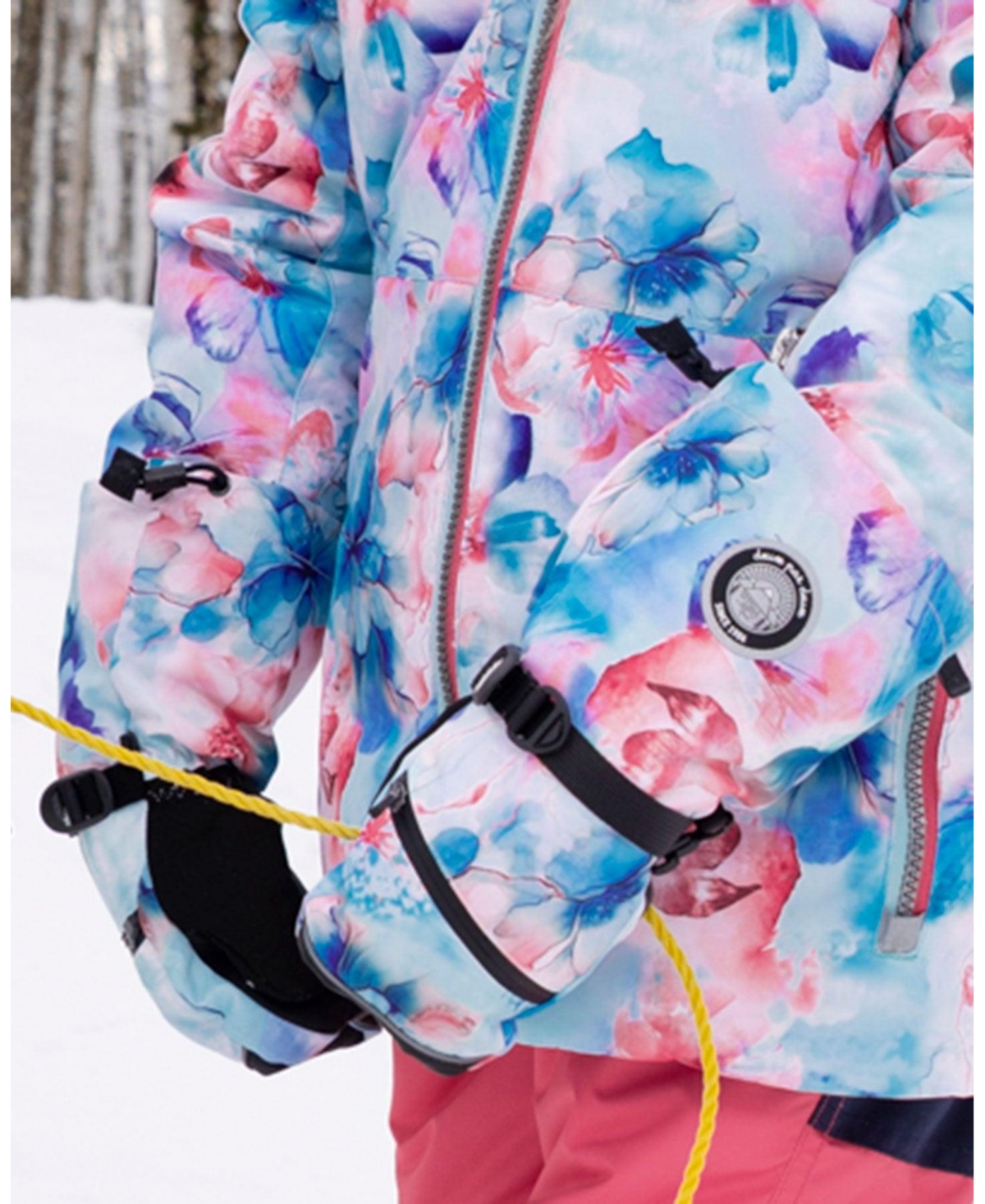 Deux par Girl Winter Mittens Teknik Blue Flower Print