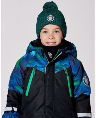 Boy Lined Knit Pompom Hat Green and Blue - Toddler|Child