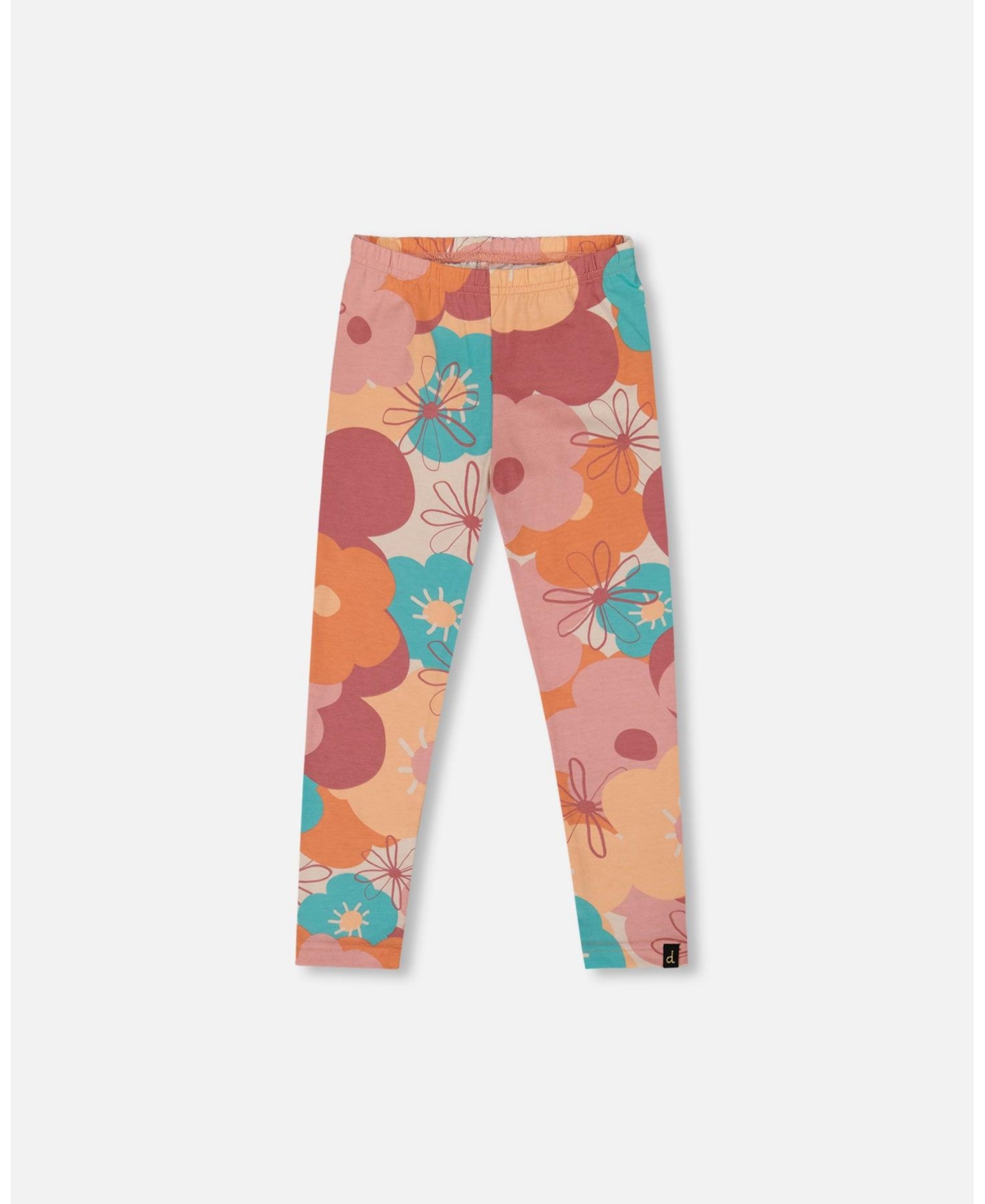 Deux par Deux Girl Cotton Jersey Leggings with Coral Flowers - Toddler|Child