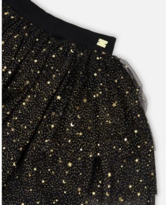 Toddler Girls Multi Layer Glittering Mesh Skirt Black - Toddler|Child