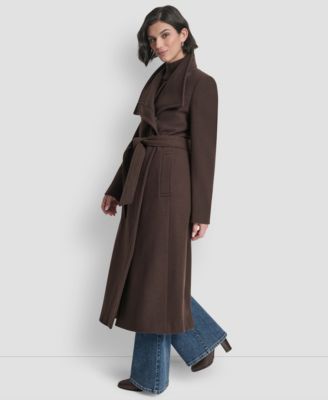 Women's Wing Collar Asymmetrical Wrap Coat