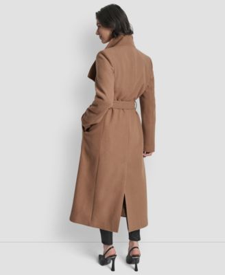 Women's Wing Collar Asymmetrical Wrap Coat