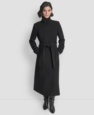 Women's Wing Collar Asymmetrical Wrap Coat