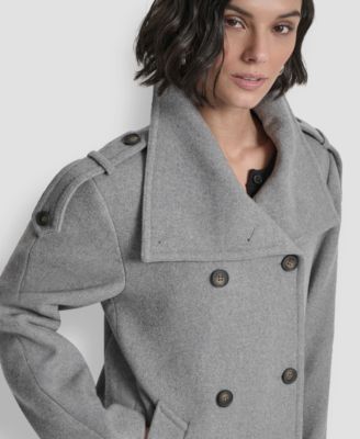 Women's Double-Breasted Funnel Neck Military Coat