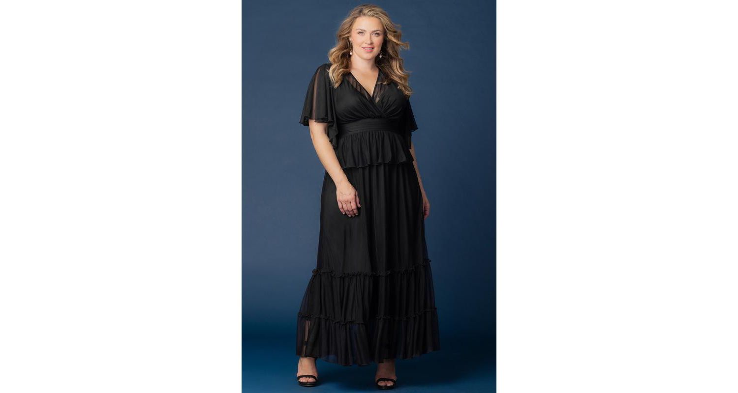 Plus Size Graceful Tiered Mesh Gown