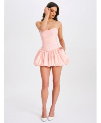 Women's Oletta Pink Corset Strapless Bubble Hem Mini Dress