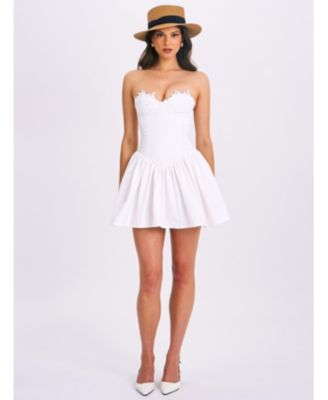Women's Sacha White Lace Drop Waist Corset Puffy Mini Dress