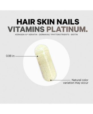 Hair Skin Nails Vitamins Platinum - KeraGEN-IV Keratin, Dermaval - Hair Fall, Skin Elasticity & Moisture Support Collagen, 60 Capsules