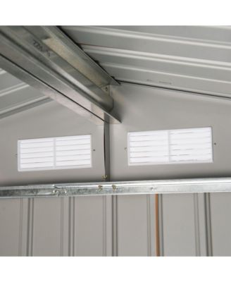 7 ft x 4 ft Outdoor Galvanized Metal Garden Storage Shed with Doors,