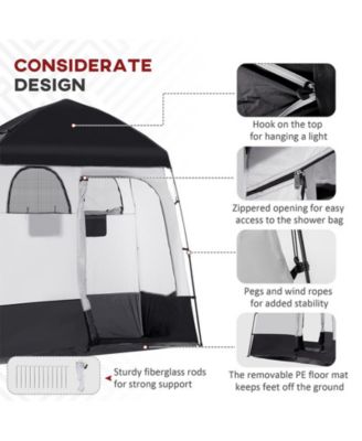 Two Room Pop Up Shower Tent w/ Shower Bag, Floor & Carry Bag,