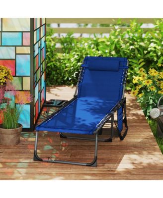 Folding Chaise Lounge ning Chair w/ Adjustable Back
