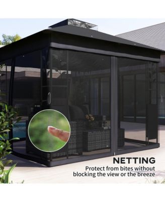 10' x 10' Outdoor Gazebo with Shelf and Netting, UV30+ Protected