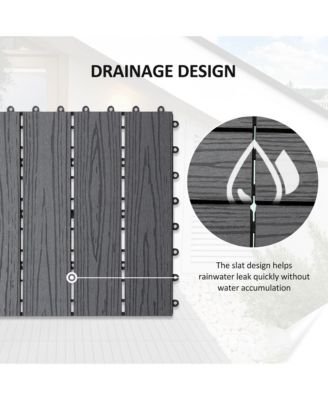 12" 11pc Wood-Plastic Composite Flooring Deck Interlocking Tiles