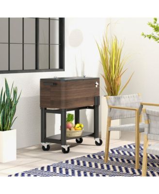 Patio Cooler Cart with Bottle Opener 60 Qt. Rolling Ice Chest