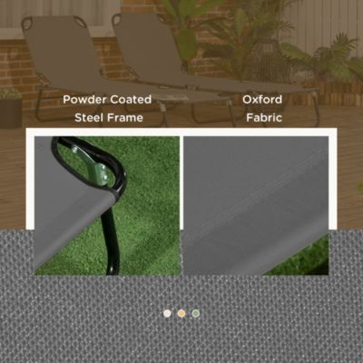 Folding Chaise Lounge Set of 2 with Adjustable Backrest, Dark