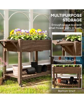 Raised Garden Bed, Wood Raised Planter with Liner, Natural