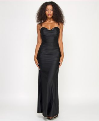 Emerald Sundae - Juniors' Sweetheart-Neck Sequin Gown