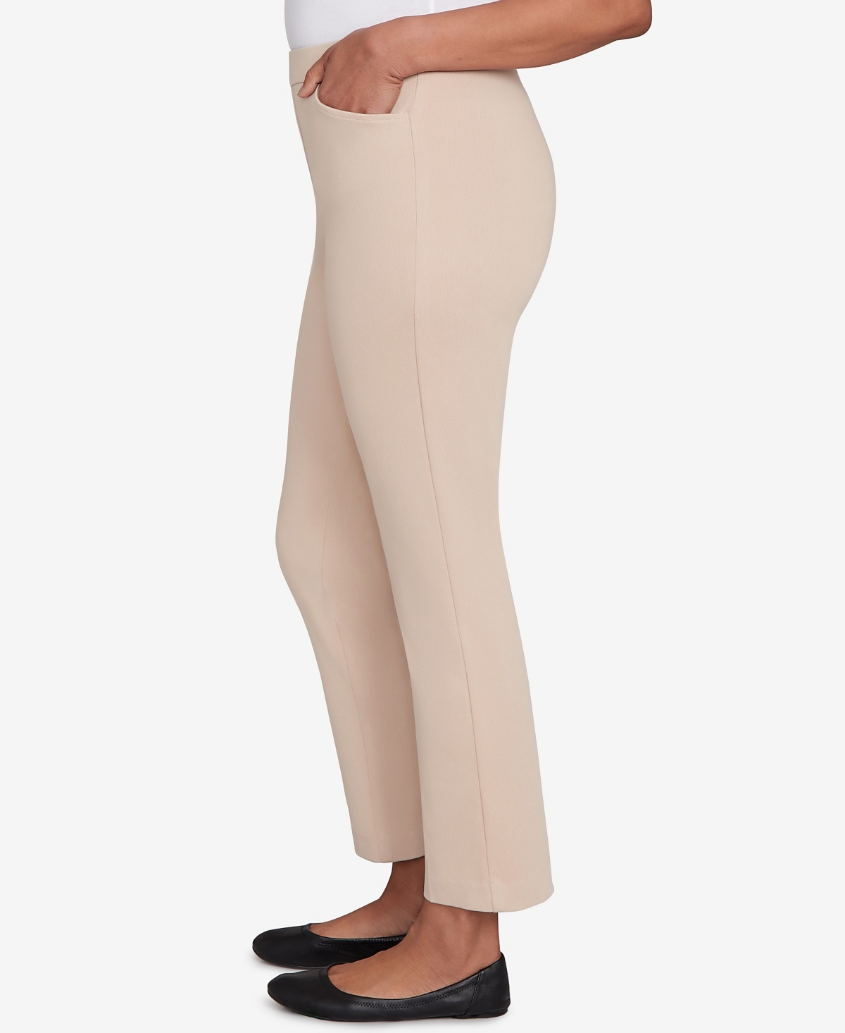 Alfred Dunner Petite Urban Legend Fitted Twill Medium Length Pants In Gray