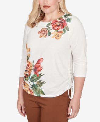 Petite Mount Laurel Asymmetric Floral Side Tie Top