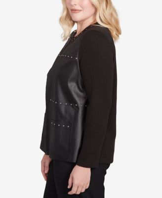 Petite Long Sleeve Faux Leather Jacket