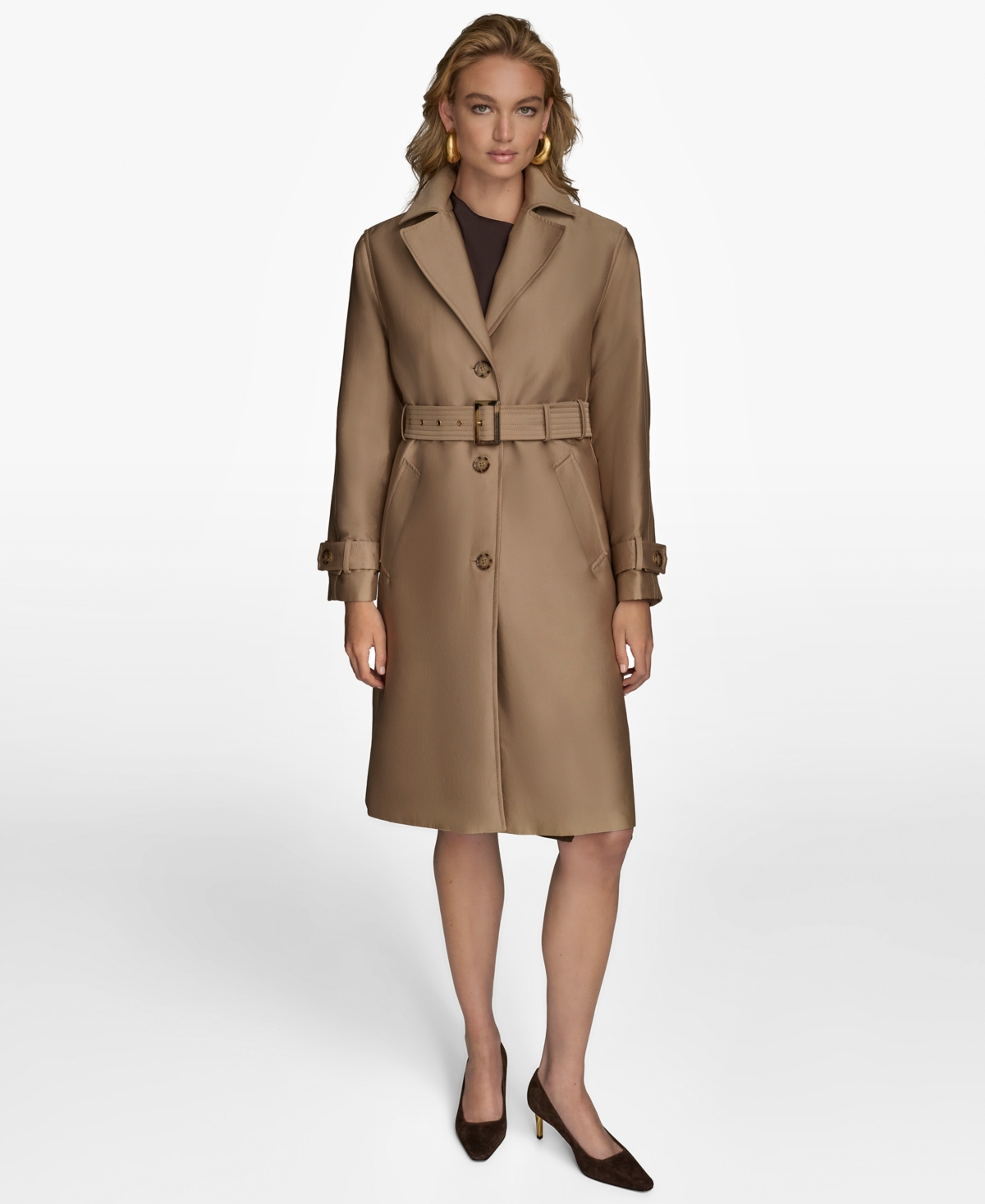 Donna Karan Women's Single-breasted Belted Trench Coat In Brown
