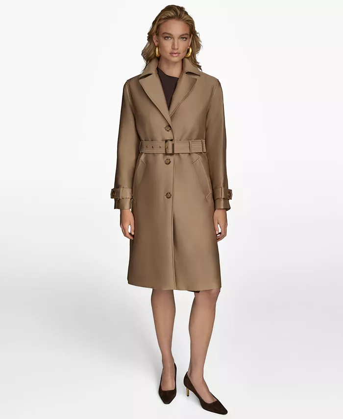 Women's Single-Breasted Belted Trench Coat - thumbnail 2