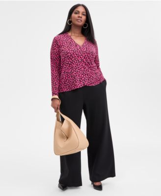 Plus Size Printed Surplice-Neck Top, Macy's Exclusive 