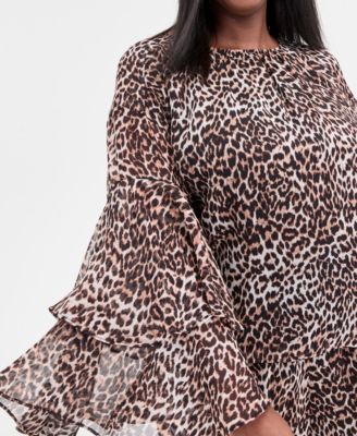 Plus Size Printed Ruffle-Sleeve Top, Macy's Exclusive 