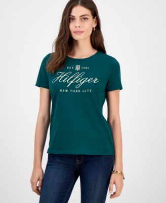 Women's Cotton-Blend Embroidered Logo T-Shirt