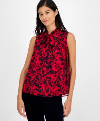 Tommy Hilfiger - Women's Floral-Print Pleated Top