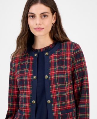 Women's Plaid Open-Front Jacket