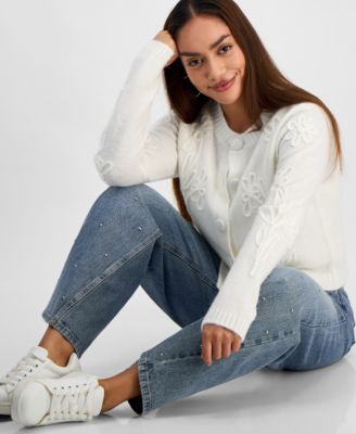 Petite 3D-Floral Cardigan, Macy's Exclusive