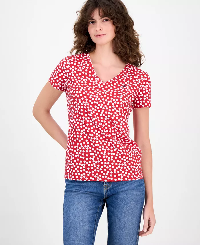 Nautica Women's Snow Dot V-Neck T-Shirt
