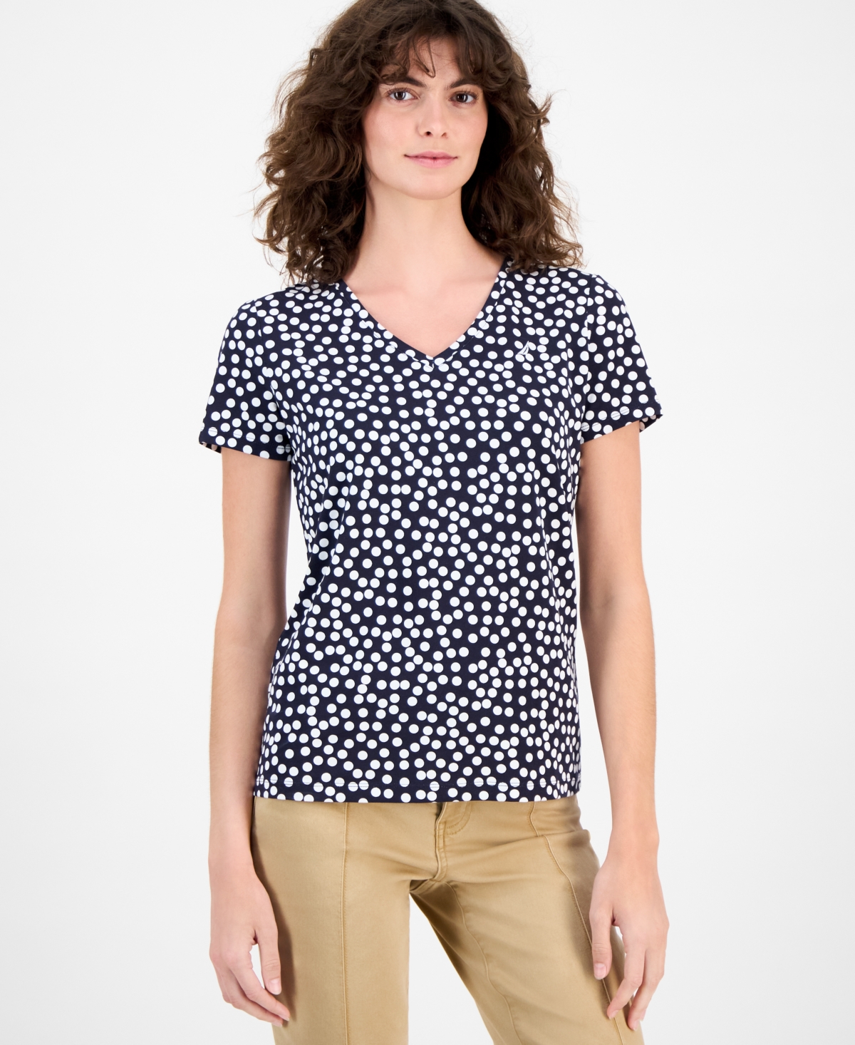 Nautica Jeans Women's Snow Dot V-neck T-shirt In Blue