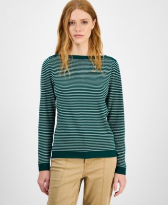 Nautica Women's Cotton Striped Boat-Neck Sweater