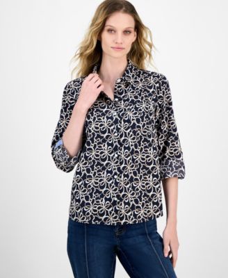 Nautica Jeans - Women's Ribbon-Print Utility Shirt