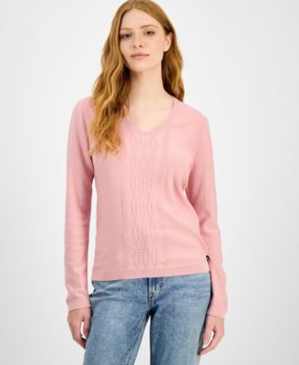 Nautica Jeans - Women's Cotton V-Neck Textured Sweater