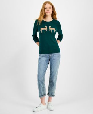 Women's Cotton Deer-Graphic Sweater 